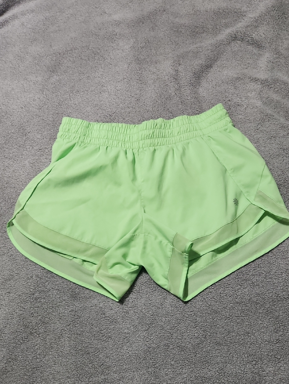 Athleta Neon Green Layered Running Shorts